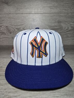 New York Yankees Big League Chew New Era Fitted 7 1/2 White Blue Pin stripes